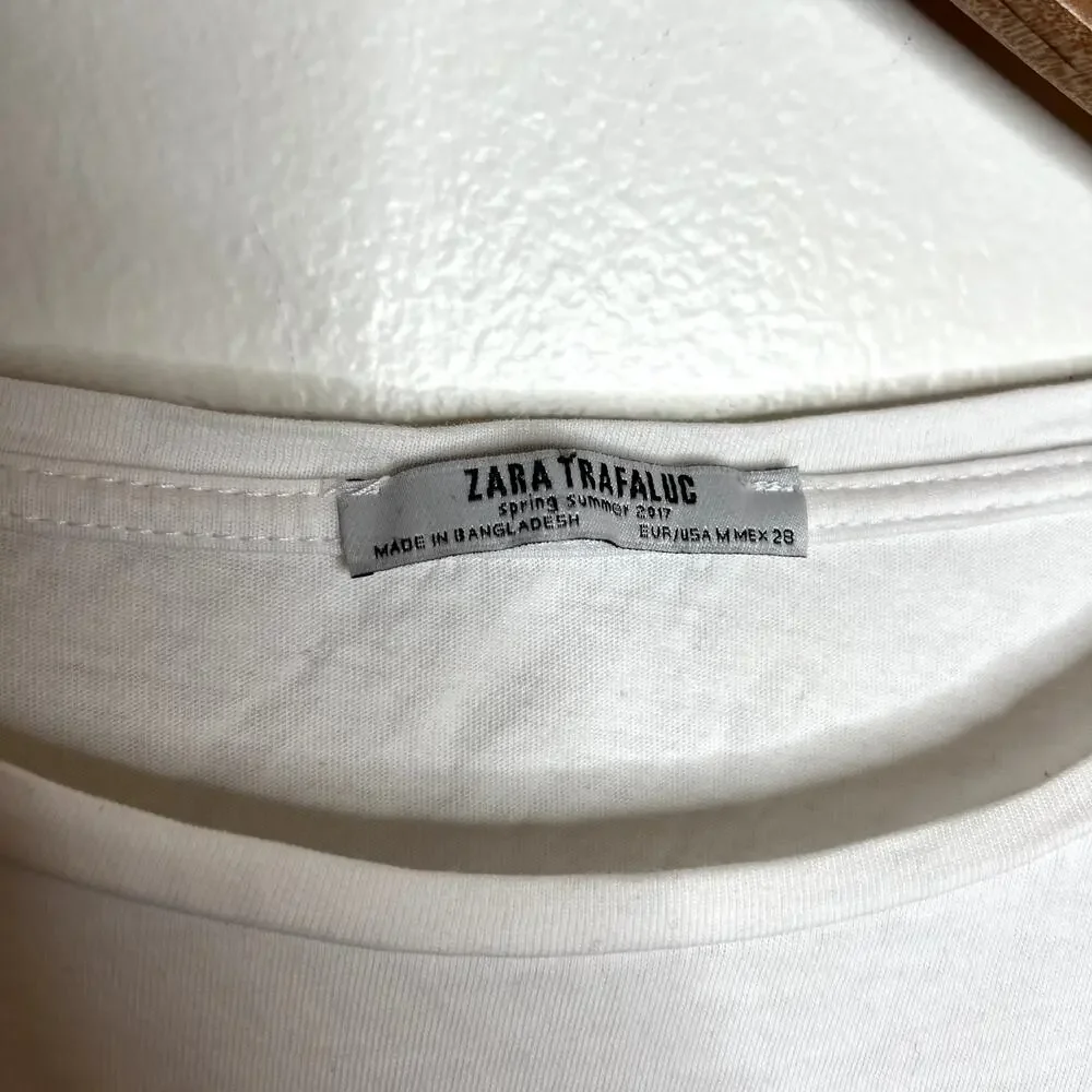 Zara White Tie Front Tee LAST CALL - Picture 3 of 5